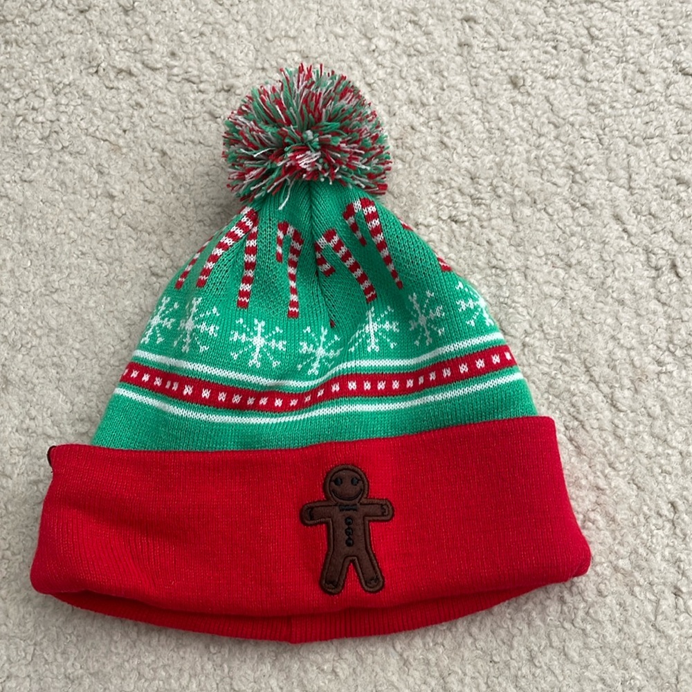 Headsweats beanie: Gingerbread with candy canes and snowflakes